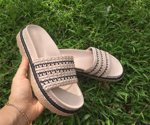 dép sợi móc màu be