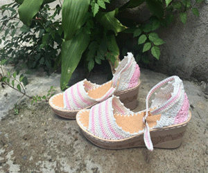 Xăng đan sợi móc hồng trắng