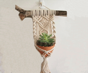 Giỏ cây Macrame dây xoắn 2 bên
