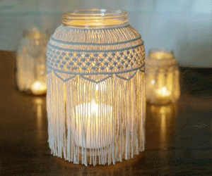 Lọ thủy tinh bọc áo Macrame