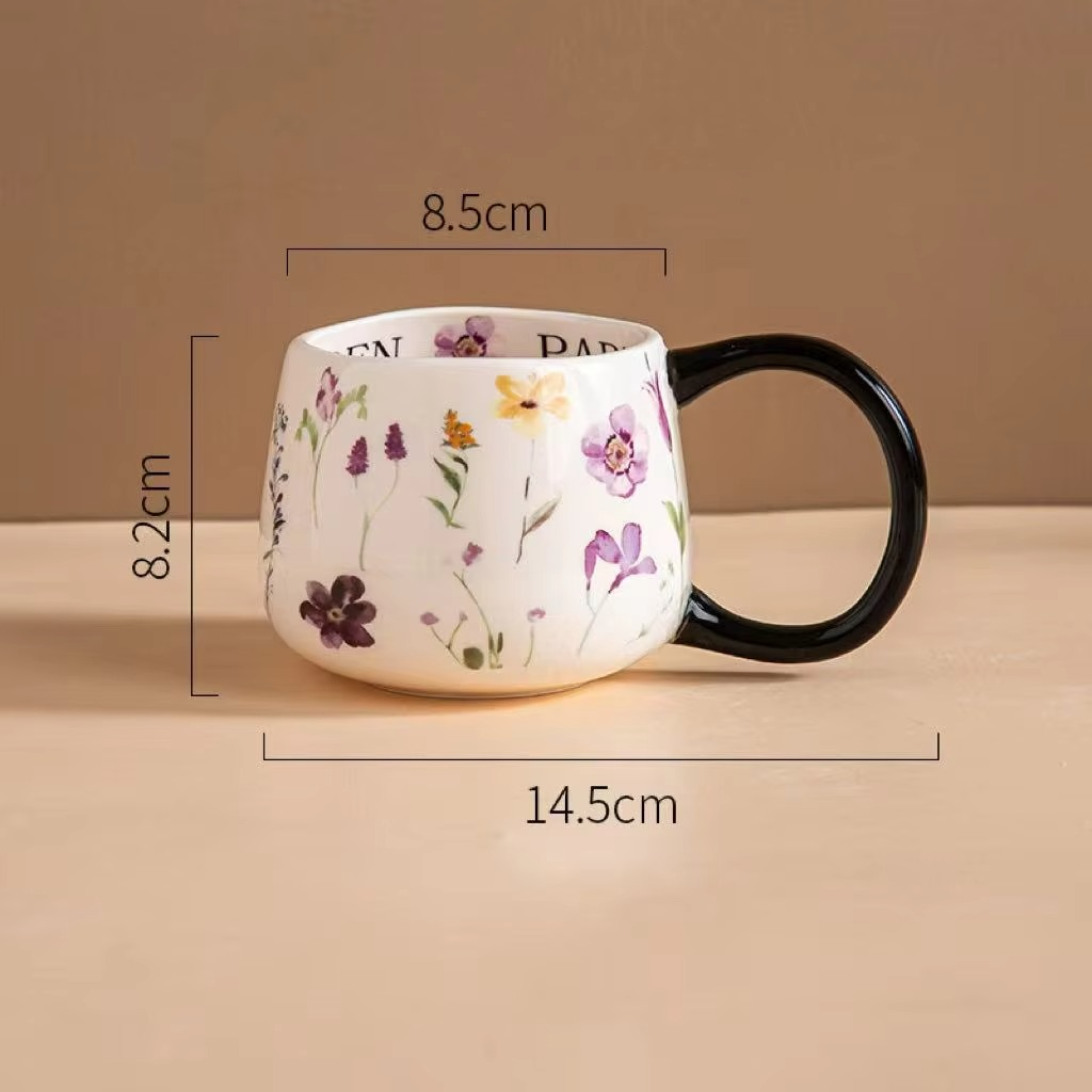 Cốc gốm sứ họa tiết hoa cổ điển làm quà tặng