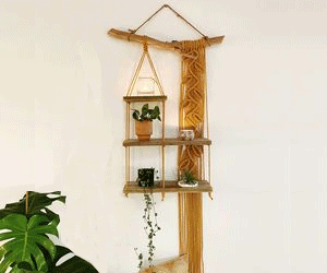 Mành trang trí kèm kệ gỗ