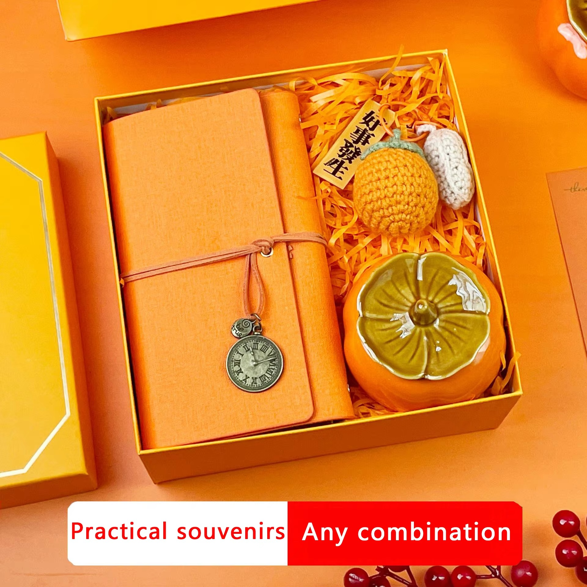 Bộ quà tặng doanh nghiệp màu cam rực rỡ nhiều option để lựa chọn