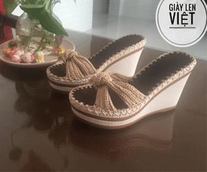 Dép xuồng sợi móc quay be