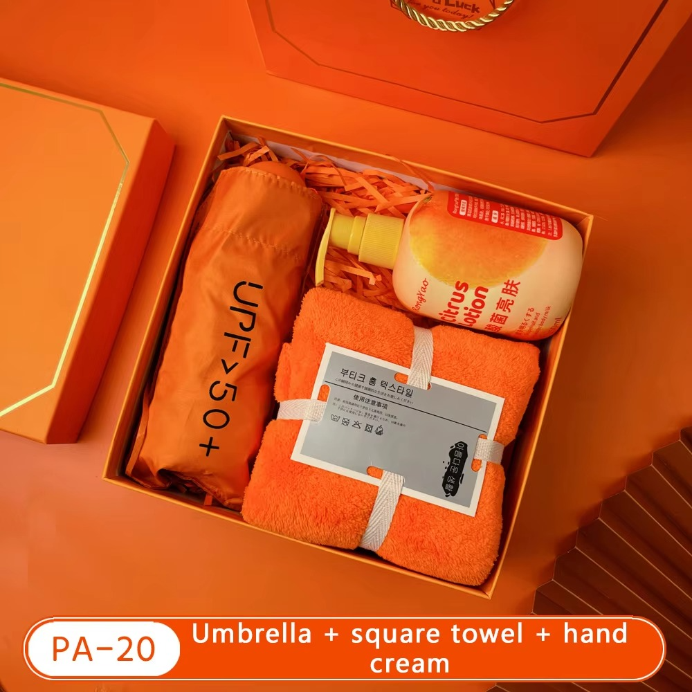 Bộ quà tặng doanh nghiệp màu cam rực rỡ nhiều option để lựa chọn