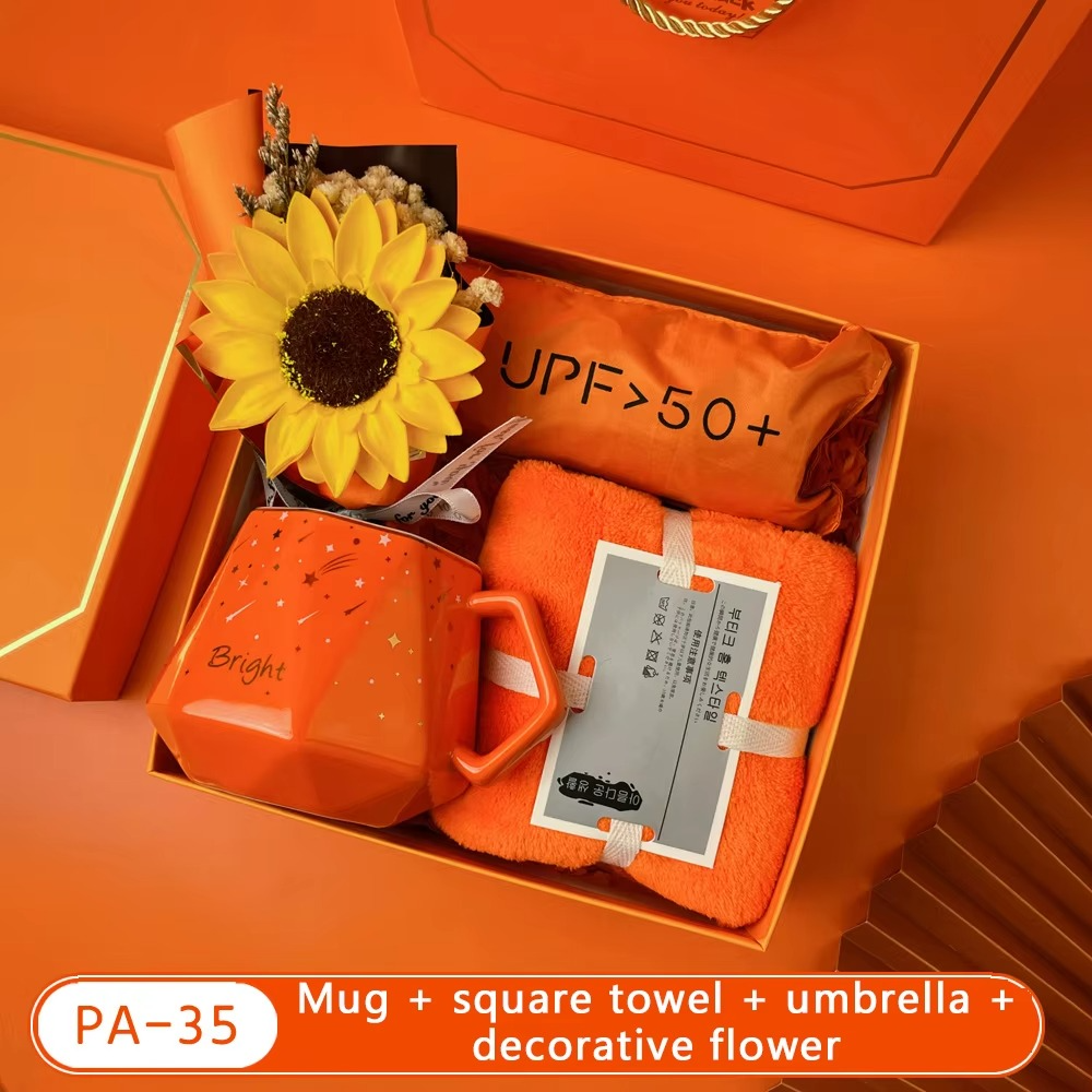 Bộ quà tặng doanh nghiệp màu cam rực rỡ nhiều option để lựa chọn