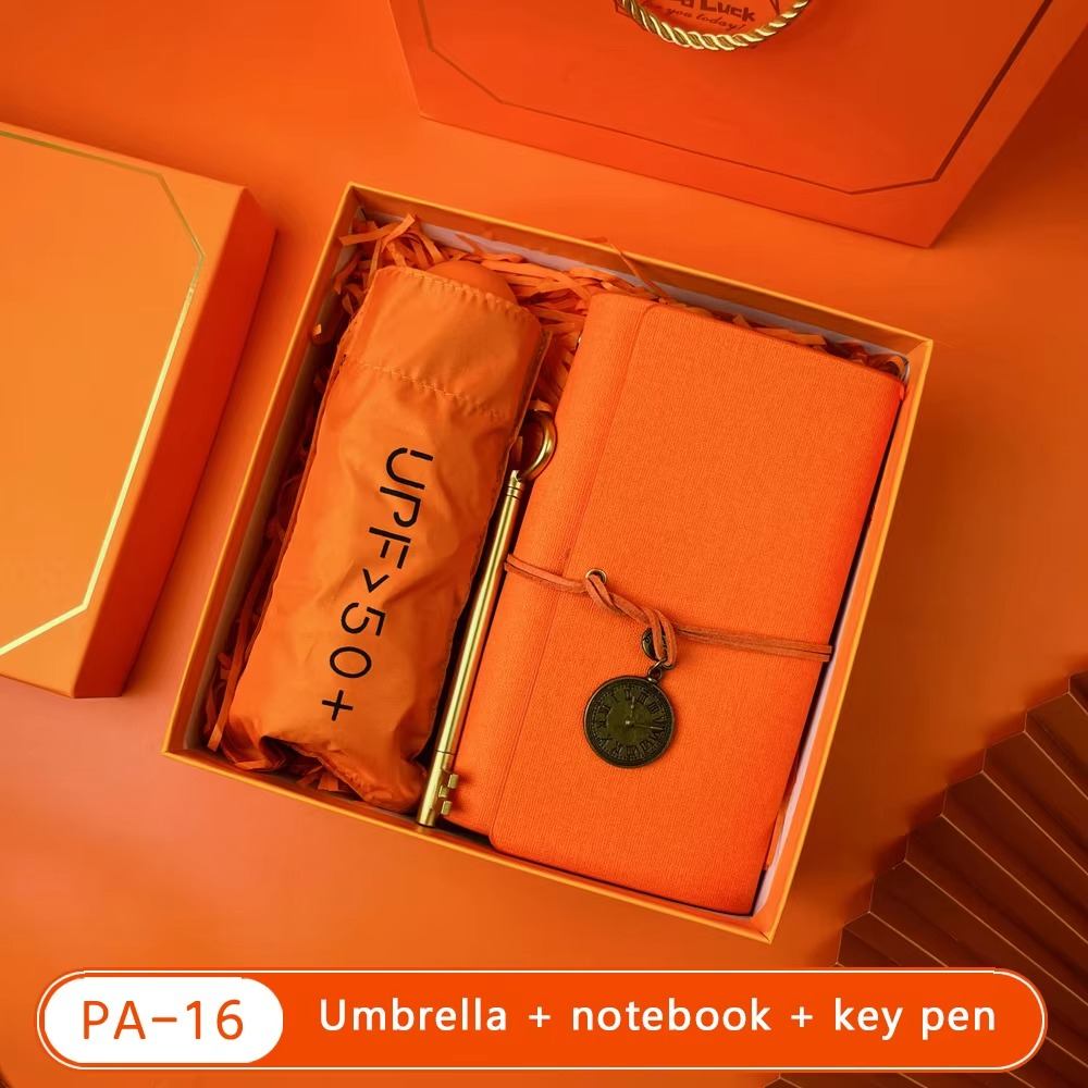 Bộ quà tặng doanh nghiệp màu cam rực rỡ nhiều option để lựa chọn